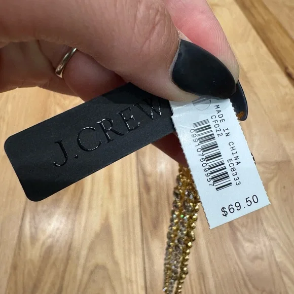 J. Crew Layered Gold Necklace with Clear Crystals NWT - SOLD OUT - Picture 5 of 8